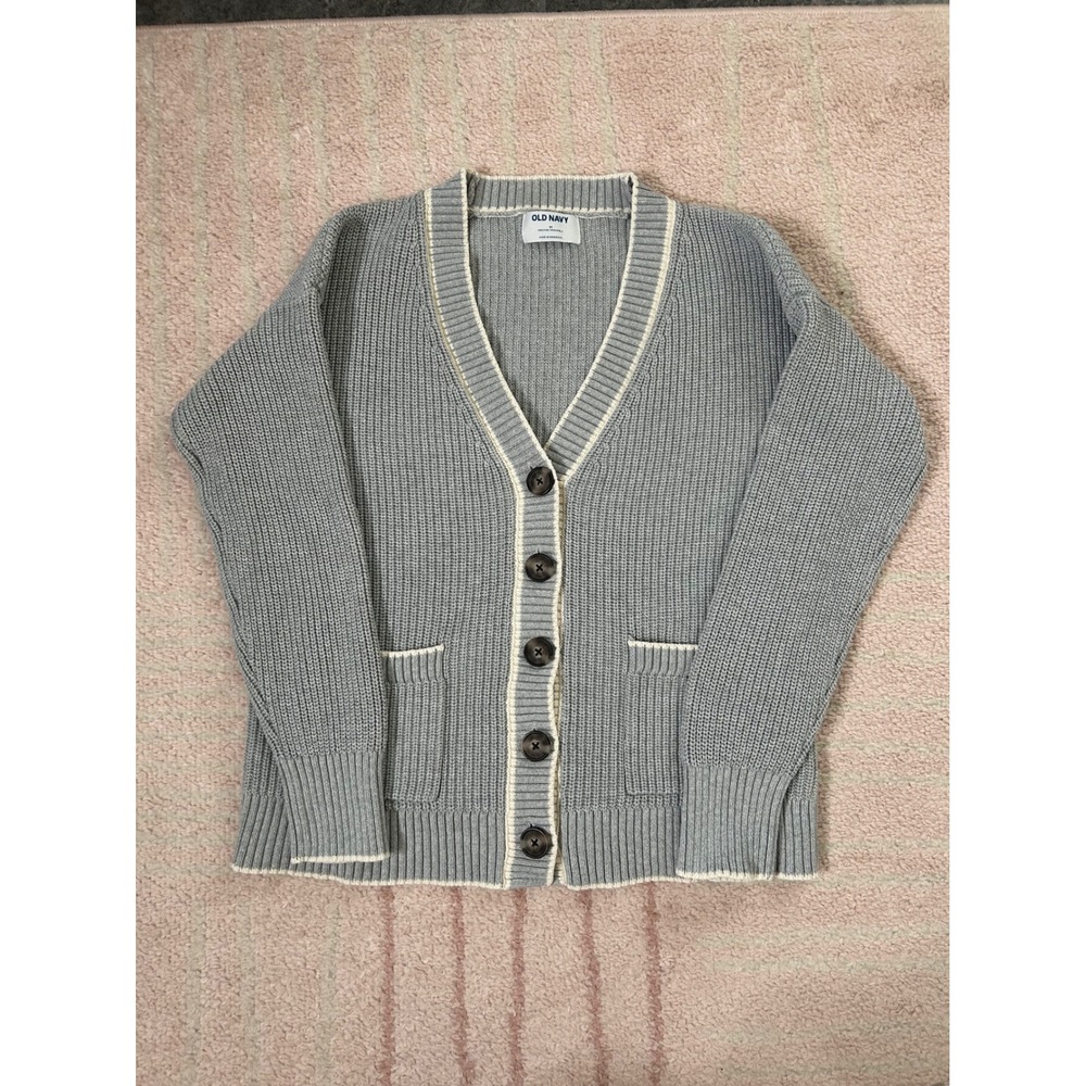Old Navy Knit Grandpa Cardigan Gray Size Medium Preppy Academia Fall Winter
